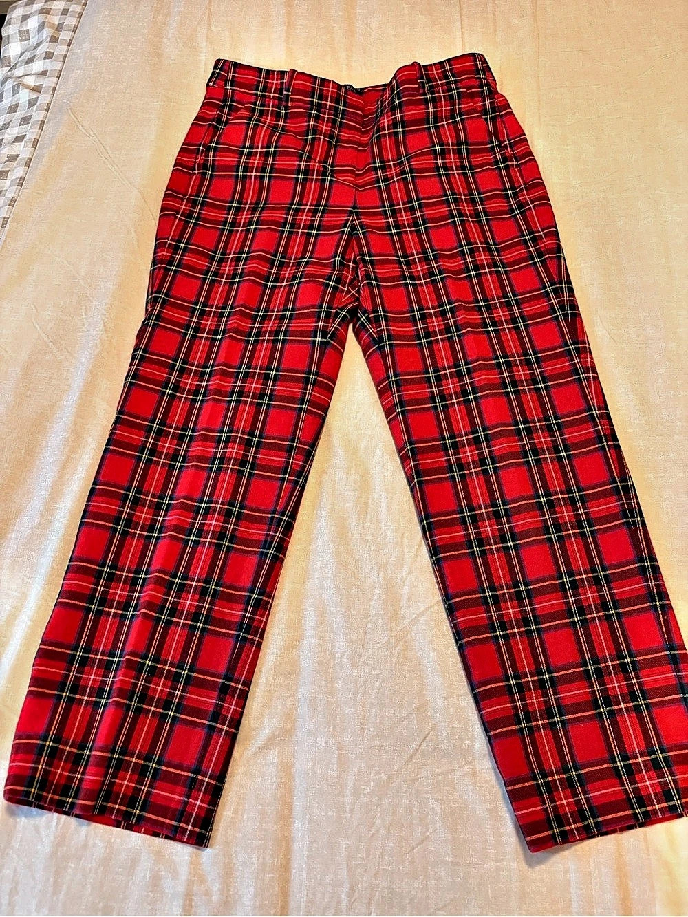 J.Crew Kallie Pant in Red Stewart Tartan Plaid Red & Black Plaid Trousers Size